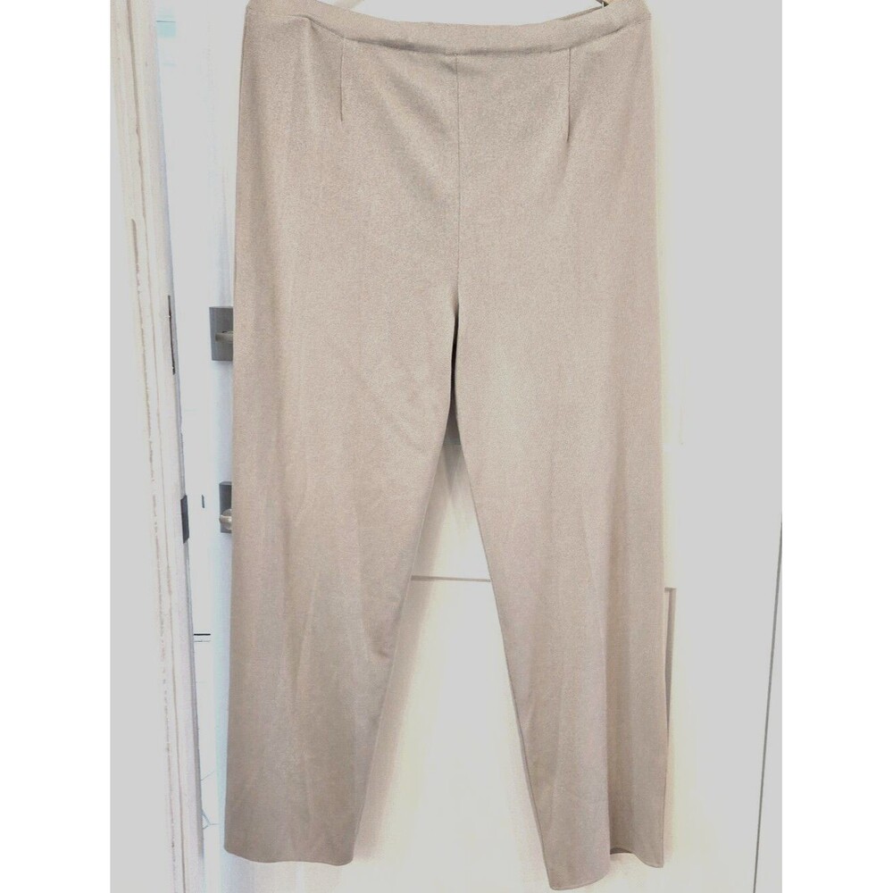 Misook Knit Pull On Pants Women L Beige Straight Leg Career Travel Minimalist